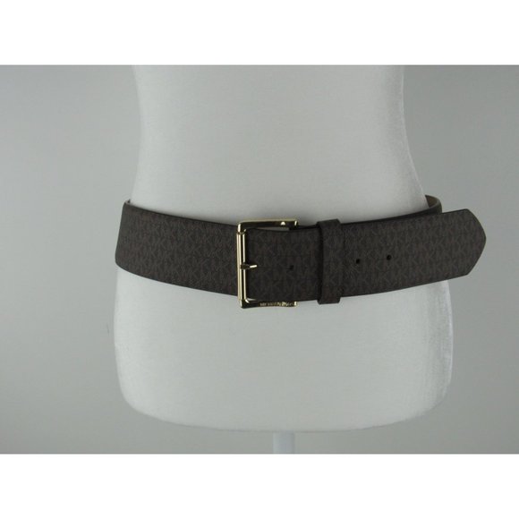 MICHAEL KORS MONOGRAM MK LOGO FAUX LEATHER STRETCHY BELT - Picture 1 of 9